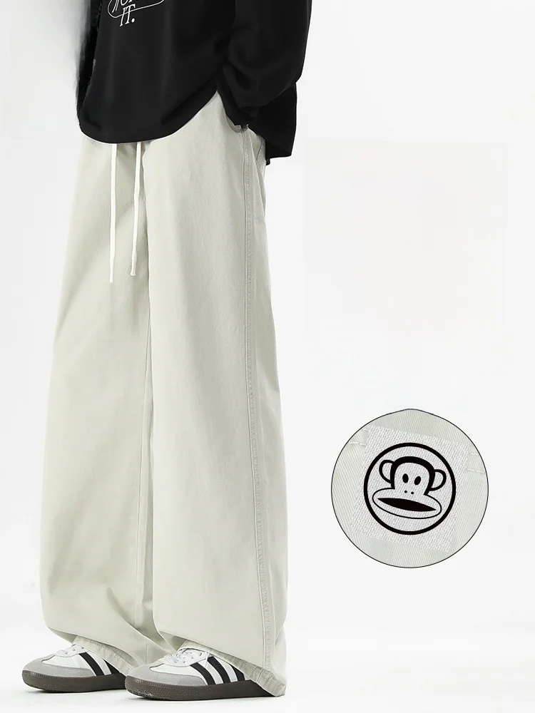

PaulFrank Pure Cotton Straight Leg Casual Pants Men's Spring New Wide Leg Loose Sports Trousers Comfortable Loose Fit Casual ...