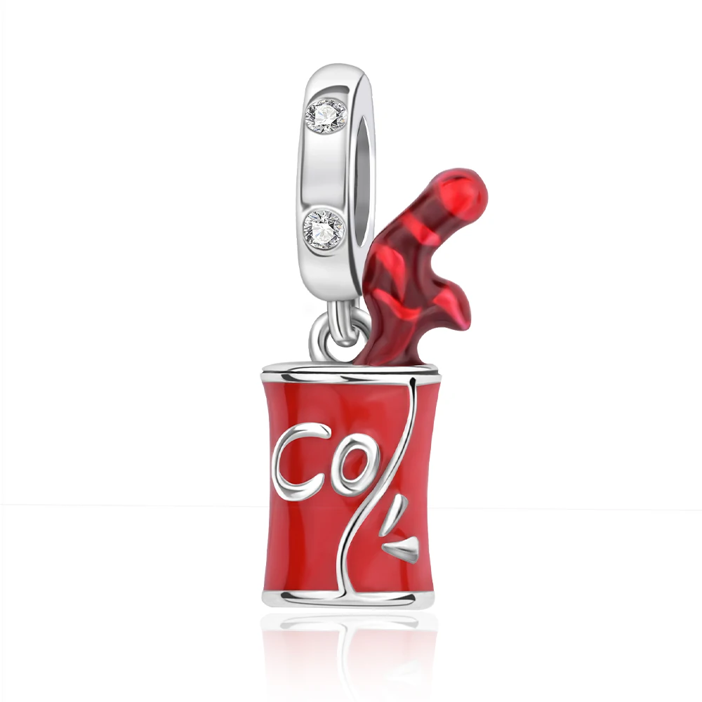 

Ahthen 925 Sterling Silver Hot Sale Beads Red-bottled Cola Charm fit Snake Chain Bracelets Necklaces for Women Jewelry Making