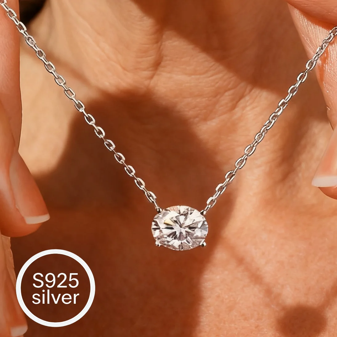 

CEICI 1-3CT Oval Moissanite Necklace For Women shining Lab Diamond S925 Silver Plated 18K Bride Wedding Party Fine Jewelry Gift