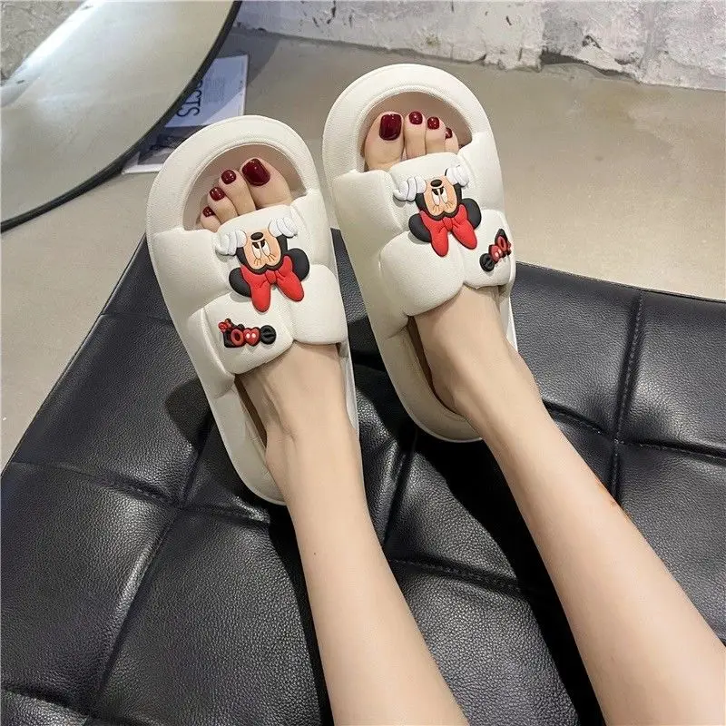 Disney cute Mickey Minnie male and female couples new creative cartoon pattern indoor thick-soled lightweight anti-slip sandals