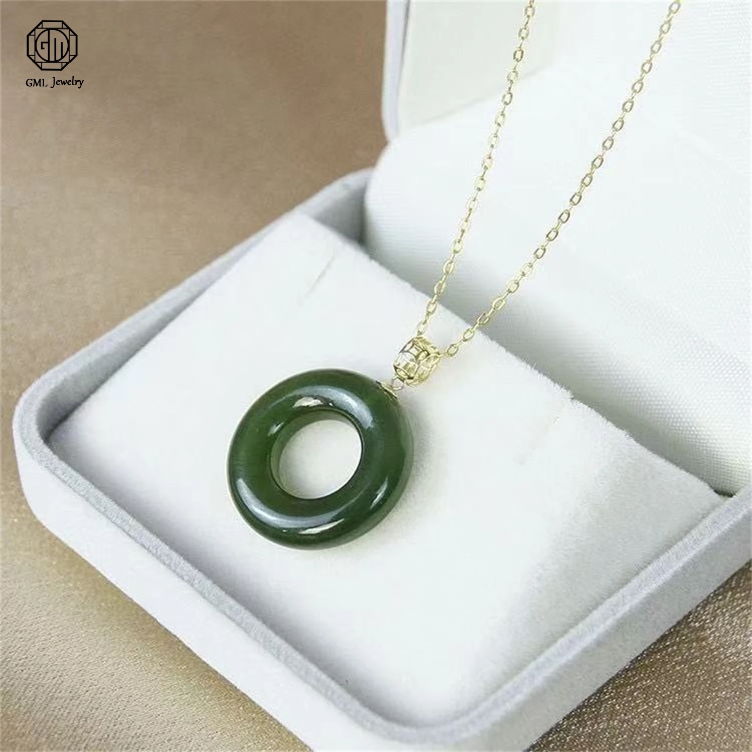 Natural Old Material Hetian Green Jade Round Donut Choker Pendant Summer New Women Necklace Jade Artifacts Jewelry Gift