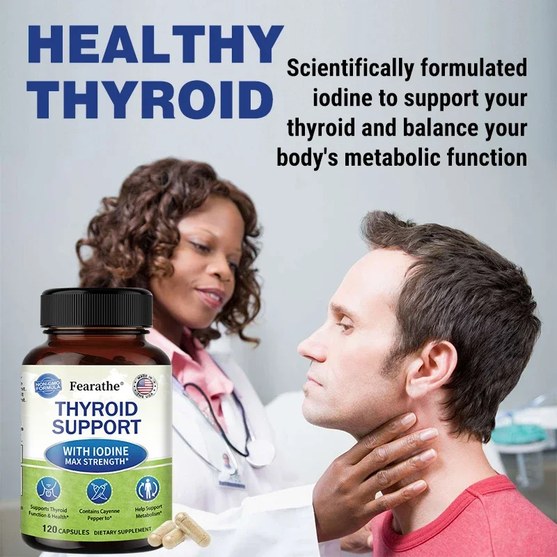 Maximum Strength Iodine Capsules - Thyroid Support Supplement, Helps Metabolism, For Thyroid Function and Health