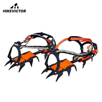 Hikevictor 미끄럼 방지 얼음 눈 크램폰, 망간강 얼음 그리퍼, 야외 겨울 걷기 얼음 낚시, 미끄럼 방지 눈 신발 커버, 12 개 이빨