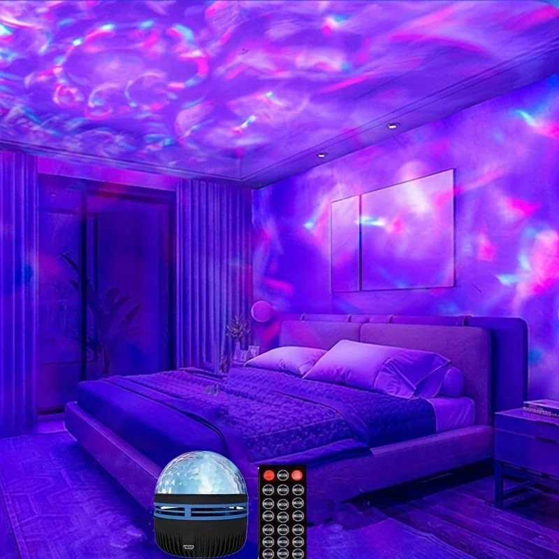 1pc Starry Projector Light With 7 Color Patterns & Remote Control, Polar Projector Night Light For Bedroom Atmosphere