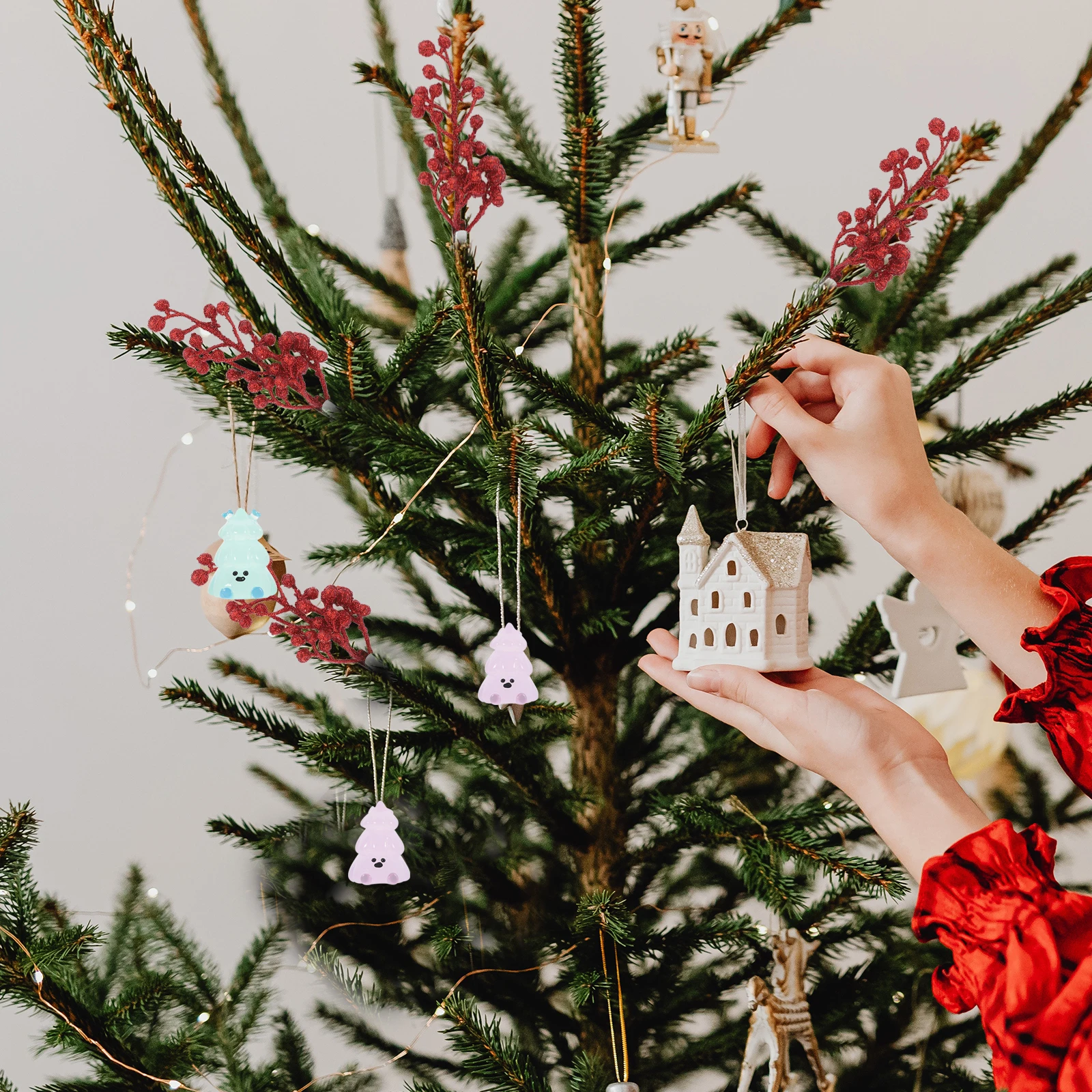 

24 Pcs Luminous Antler Ornaments Small Decoration Mini Tree Statuette Lovely Miniature Resin Presents