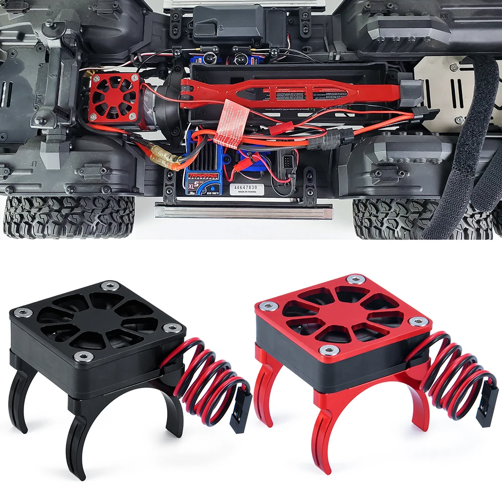 AXSPEED RC Car Motor Radiator Cover Cooling Fan Motor Heatsink Temperature Control for 1/10 RC Crawler TRX4 Upgrade Parts