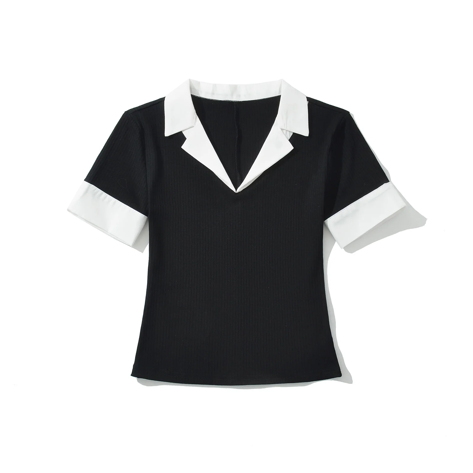 التصميم الأمريكي تحسس irt طوق ort Sve تي شيرت المرأة الصيف التخسيس ort طول أعلى اللون Blo Commute Sle V-Ne #4