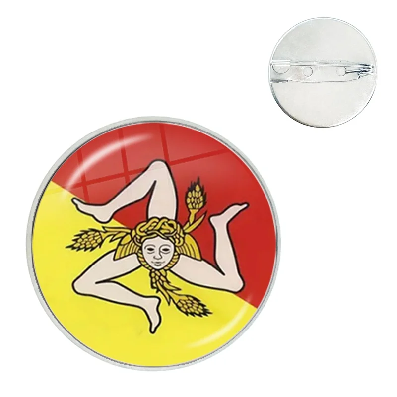 The Three Legs And Ears Of Wheat Surrounding Medusa Symbolize The Patron Flower Sicily Pin Glass Dome Brooches Pins