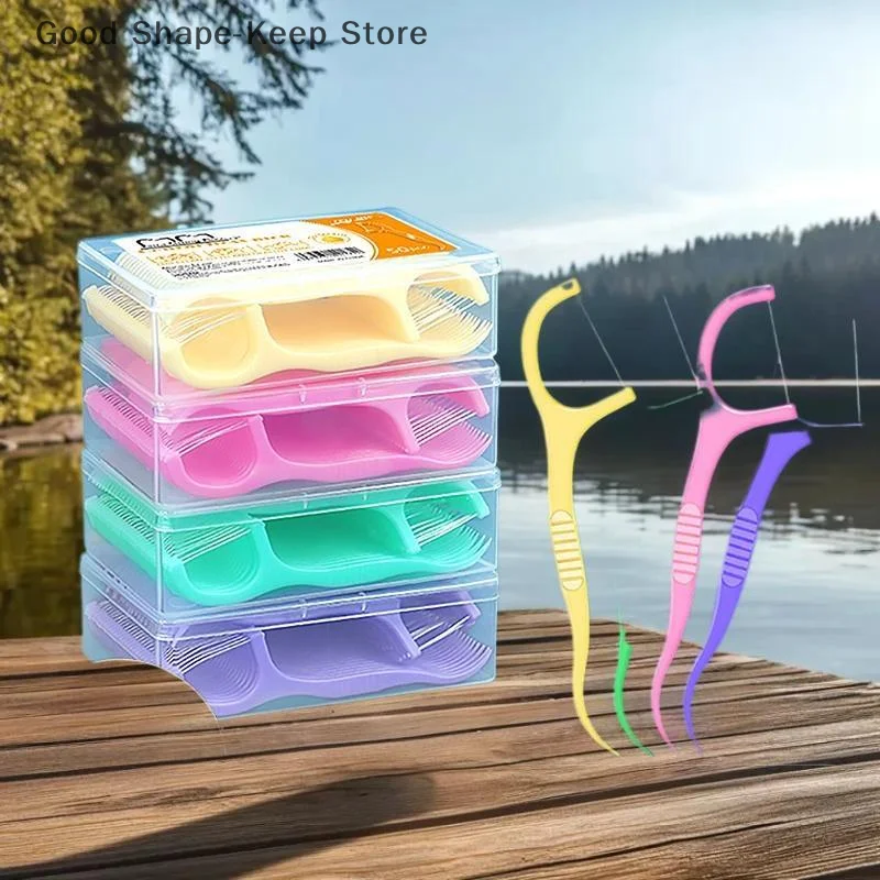 50 Sticks/Box Zahnseide-Sticks mit Fruchtgeschmack, mit 4 Geschmacksrichtungen zur Auswahl, Reinigungswerkzeug für Lücken zwischen den Zähnen