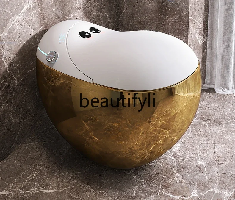 

Golden cute monkey smart toilet automatic ceramic water tank integrated without water pressure