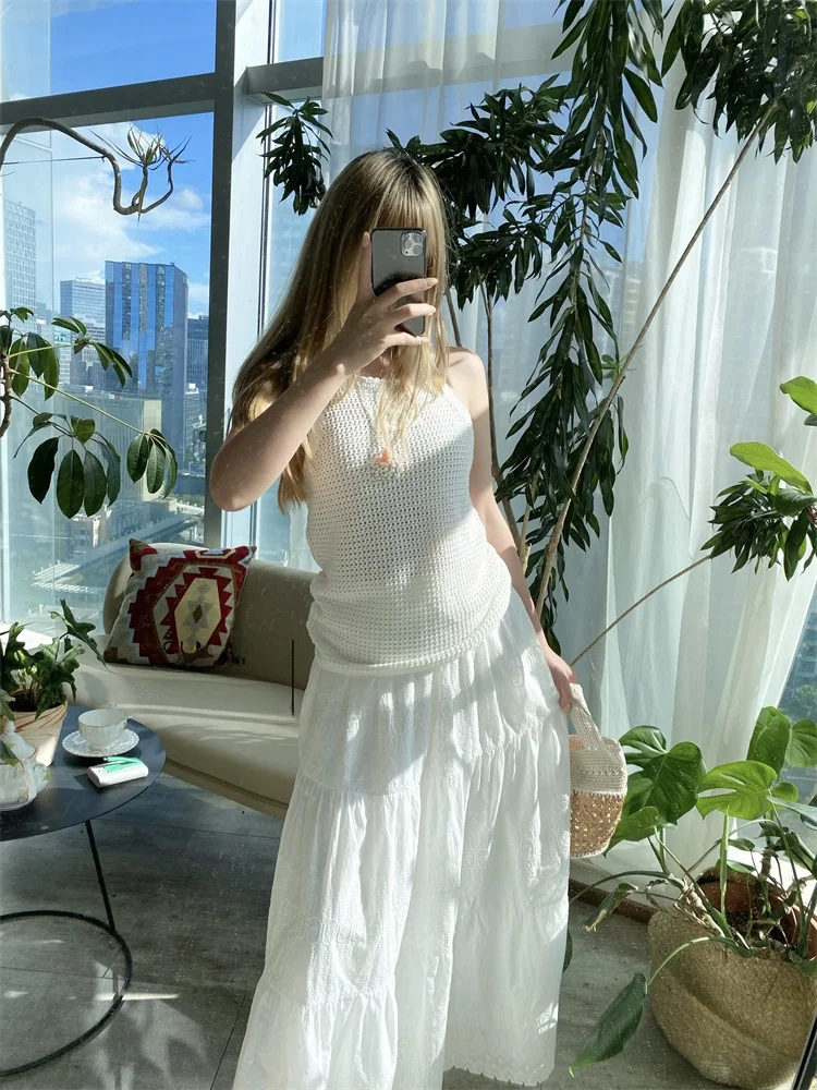 سوزان عالية الخصر ألف خط تنورة الدانتيل والتطريز الأبيض الصيف جديد Sle المرأة Faion تنوعا القطن الوقوف صالح ميدي...