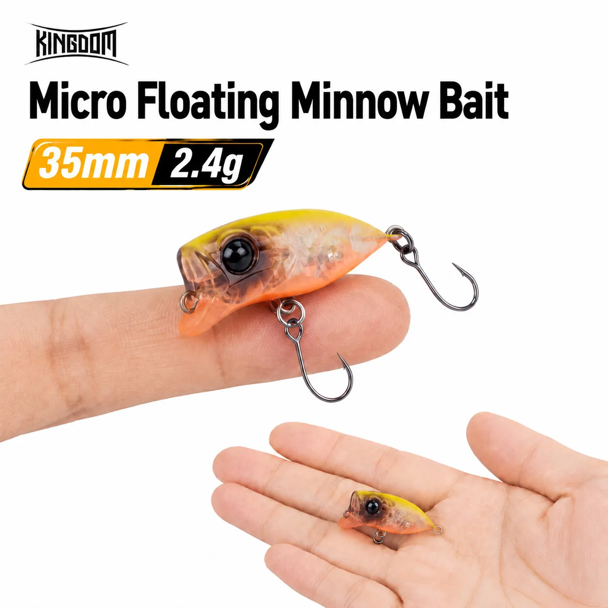 Kingdom Micro Floating Minnow Angelköder Topwater Hard Bait 2,4 g 35 mm Z-Action Hochwertiger Popper Einzelhaken für Barsch Hecht