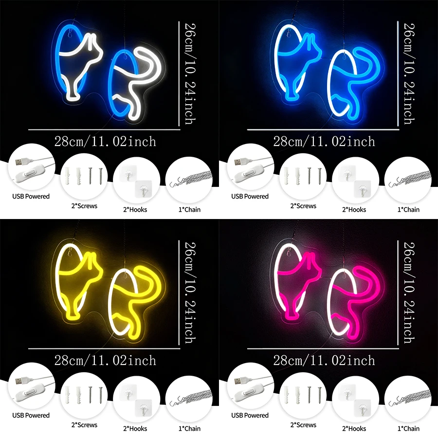 Lovely Cat Led Neon Sign, Interesting Animal Icon, Suitable For Bedroom, Living Room, Game Room, Bar, Pet Shop, Office Decor.
