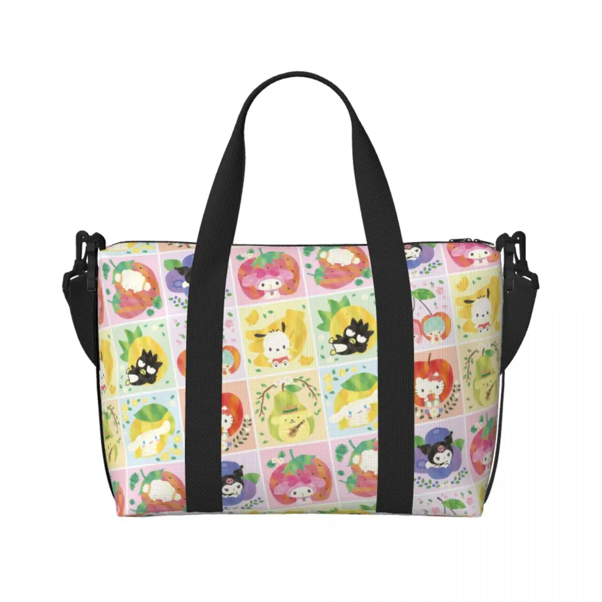 

Custom Cartoon Kuromi Skull With Friends Cute Anime Tote Bag Women Large Capacity Gym Beach Shoulder Travel Bag