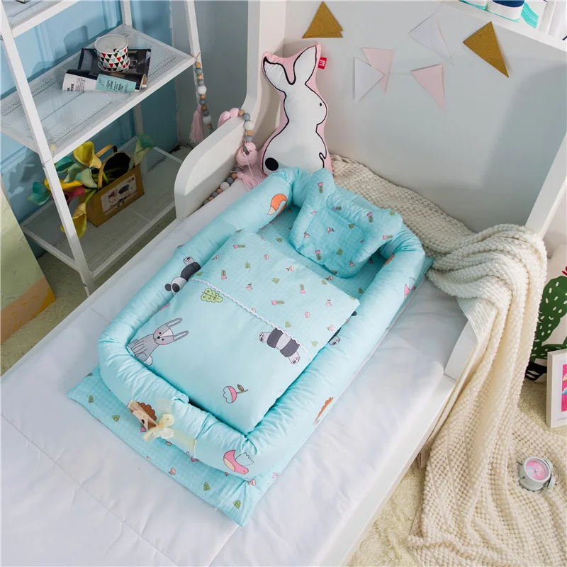 

Portable Travel Crib with New Detachable and Washable Baby Crib Biomimetic Diaper Changing Pad Breathable Baby Pillow in Crib