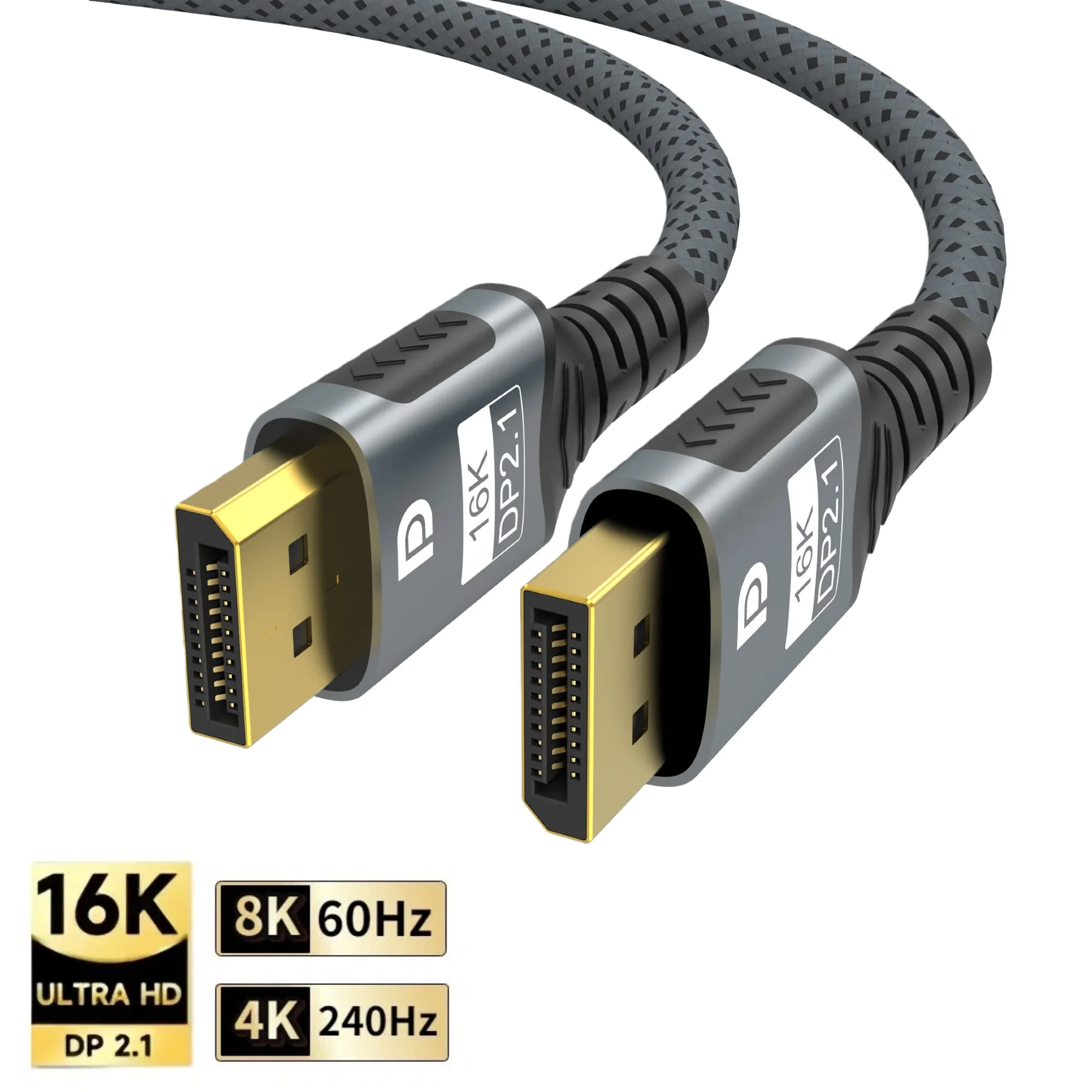 16K Displayport 2.1 Cable 8K@60Hz 4K@240Hz 2K@360Hz High Refresh Rate DP 2.1 Cord HDR10 DSC 1.2a for Gaming Monitor PC Laptop