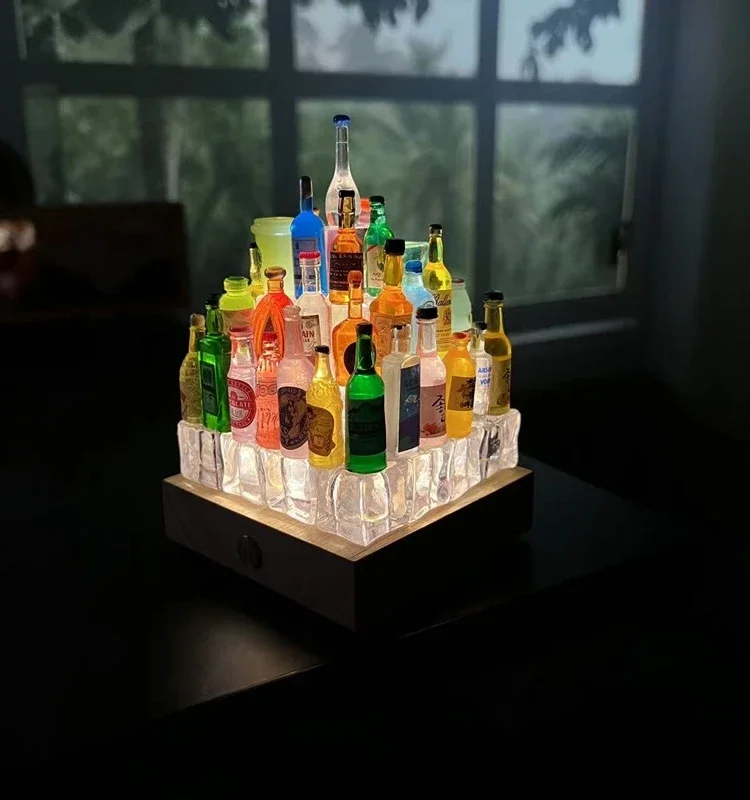 Handmade decoration of mini wine bottle castle night light ornaments