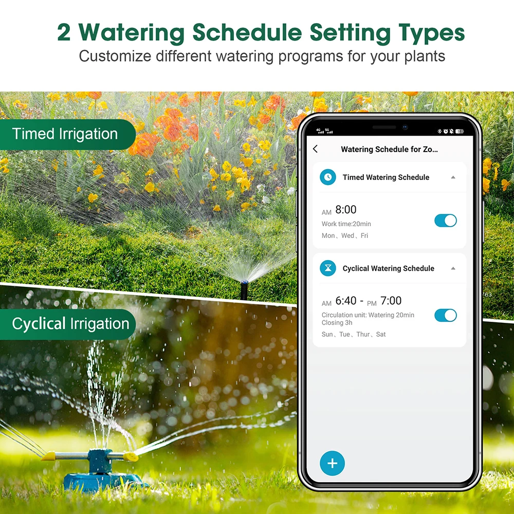 Tuya Smart Water Timer Zigbee/BT Automatic Irrigation Controller 2 Outlet Sprinkler Garden Watering System Support Alexa Google