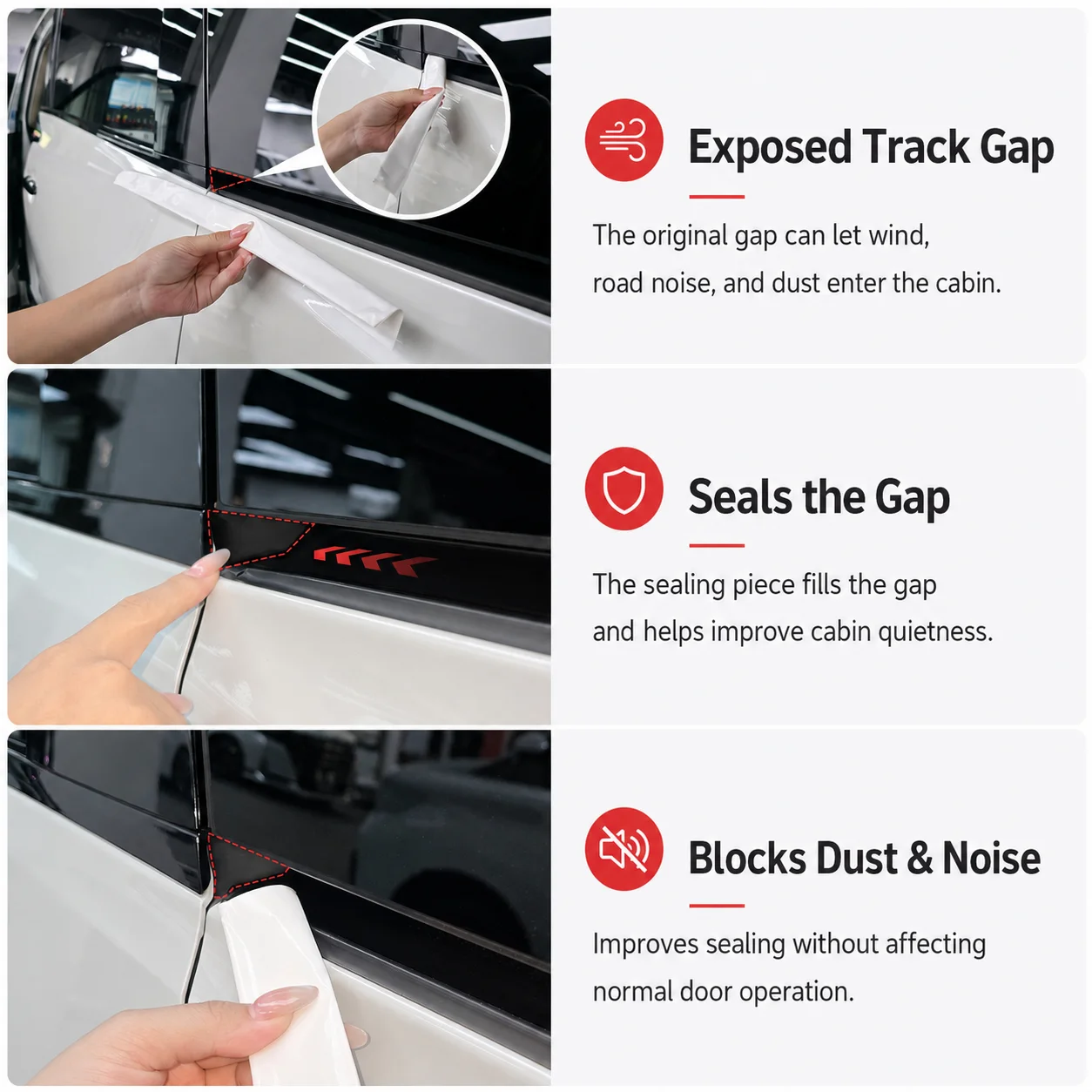 Car Sliding Door Track Gap Sealing Cover for Toyota Alphard Vellfire 40 Series Dustproof Noise Reduction 1 Pair Auto Accessories