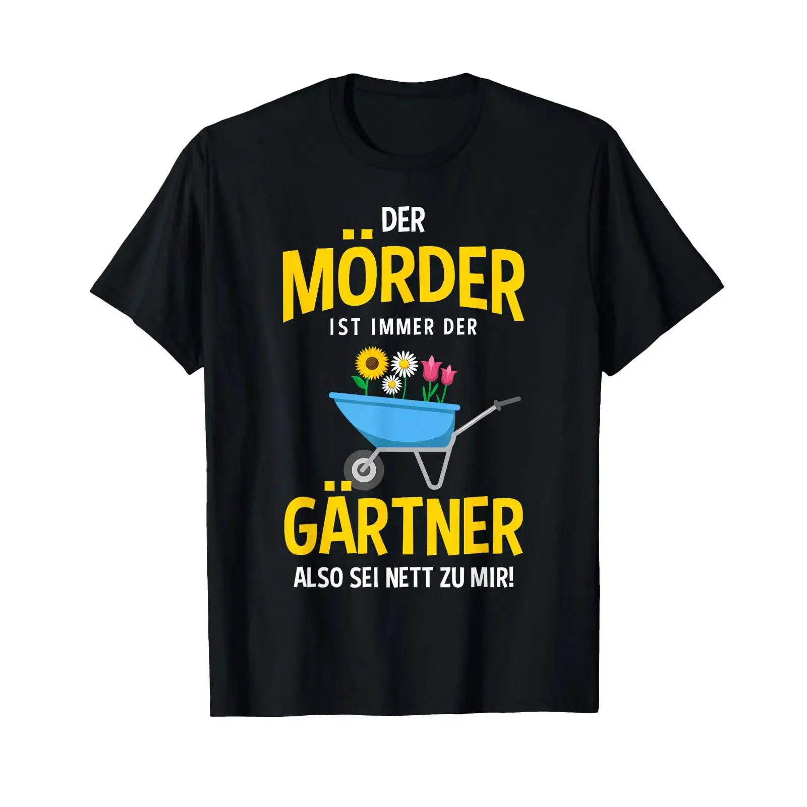 T Shirt with German Text Der Mörder ist immer Gärtner vintage Washed Top For Everyday Wear designer clothes fashion Comfortable