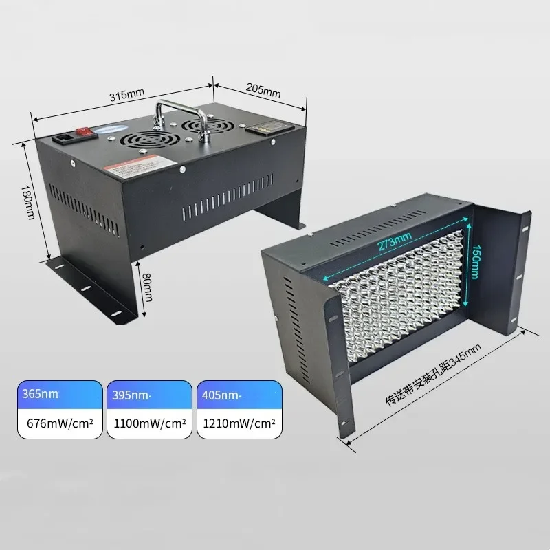 Curing Silk Screen Printing Dryer for 300mm Conveyor Belt 395nm UV LED for Inks