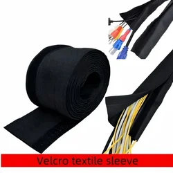 1M Cable Sleeve With Velcro Tape PET Braided Computer Cable Sock Organizer Nylon Harness Sheath Management Wire Wrap Protector