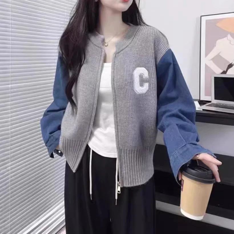 

Korean Autumn and Winter New Loose Retro Style Jacket Round Neck Casual Cardigan Top Oversized Sweater