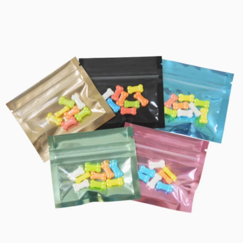100 Uds. Bolsa de embalaje Ziplock de papel de aluminio transparente DIY cacao Matcha plástico Snack café especias joyería té bolsas de almacenamiento de regalo