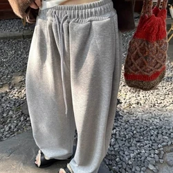 Deeptown Baggy Casual Grey Sweatpants Woman Korean Fashion Basic Wide Leg Thick Pants Autumn Harajuku High Waist New Trousers