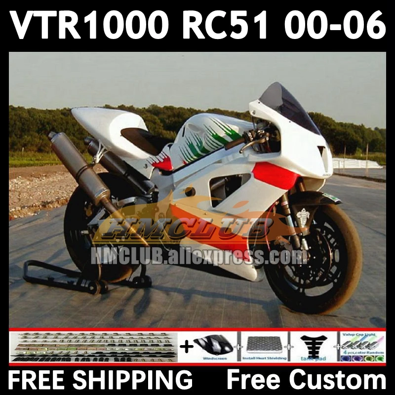 Body For HONDA VTR1000 RC51 VTR 1000 01 02 03 04 05 06 84No.50  SP1 SP2 2000 2001 2002 2003 2004 2005 2006 Fairings silver red