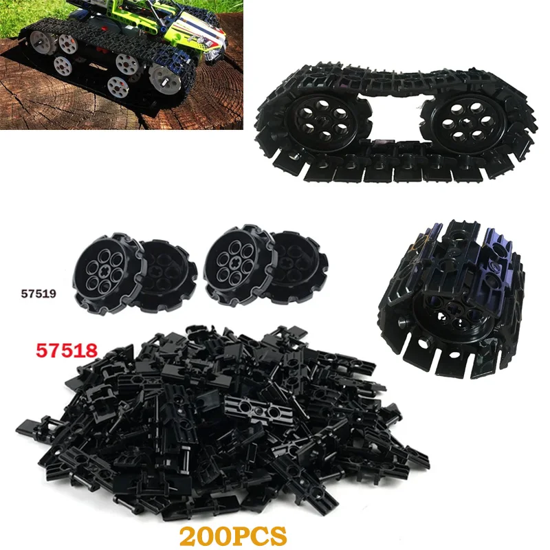 57518 Tank Links Crawler Technologie Baustein Teile Militärfahrzeug Tank Track Wheel Zusammengebaute MOC Ziegel Spielzeug Zubehör