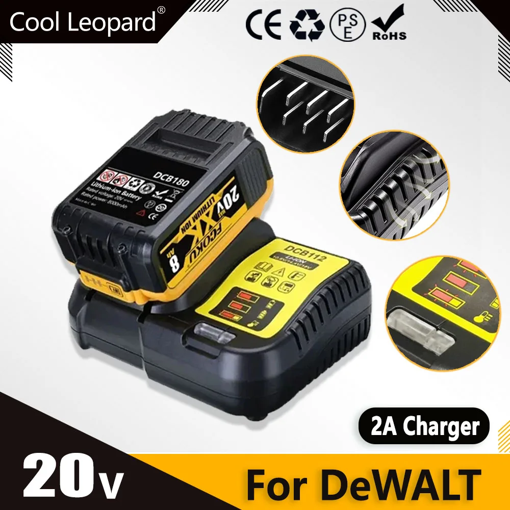 Stacja szybkiego ładowania ładowarka DCB112 do Dewalt 10.8V 12V 14.4V 18V 20V DCB101 DCB200 DCB140 DCB105 EU US wtyczka