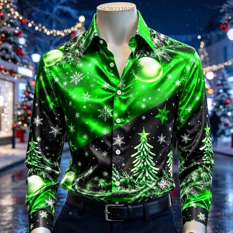 Men's Christmas Tree & Snowflake Shirt — product detail 7