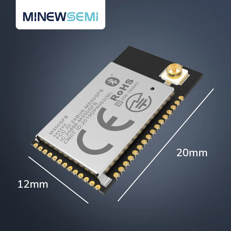 Minewsemi nRF52811 Smart Home Zigbee 2.4GHz Wireless Transmitter MS50SFB3 IPEX Receiver Bluetooth 5.1 Module with Ultra-low