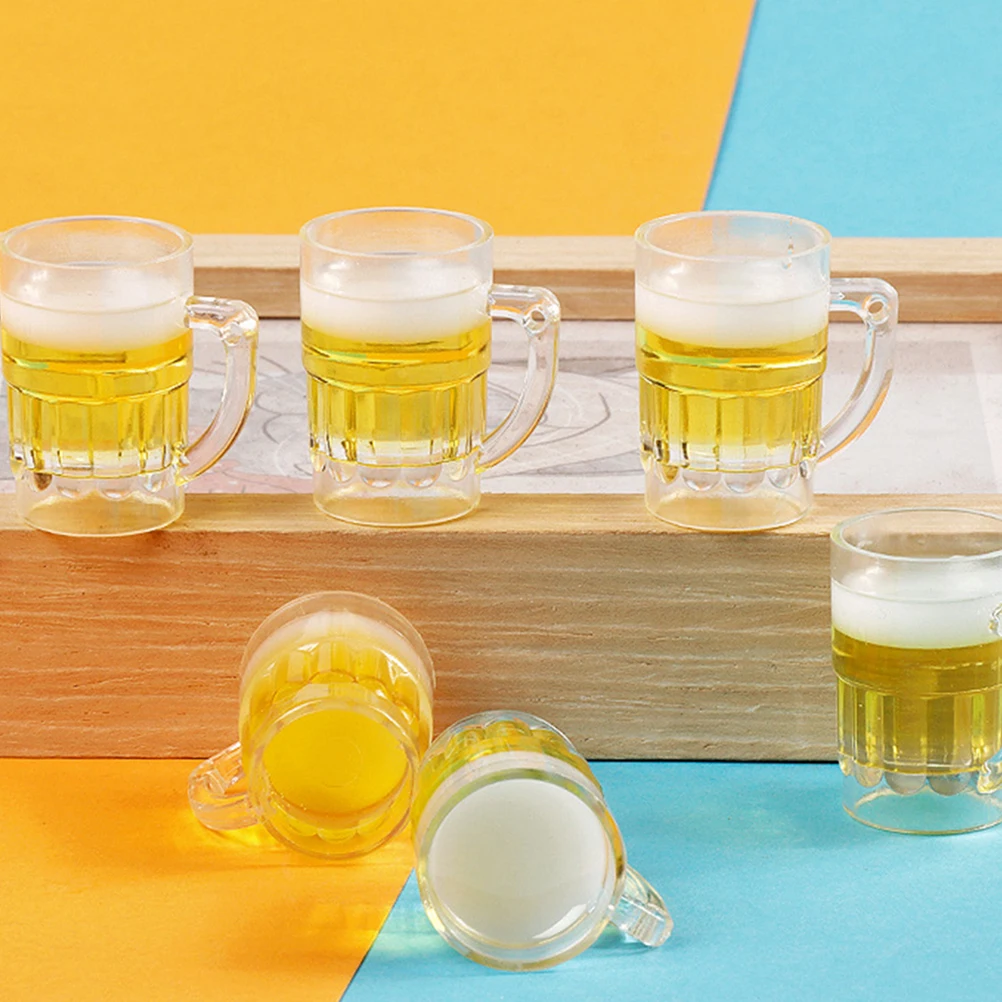 

10 Pcs Cups Simulation Beer Mug Dollhouse Miniature Accessory Yellow Decorations for