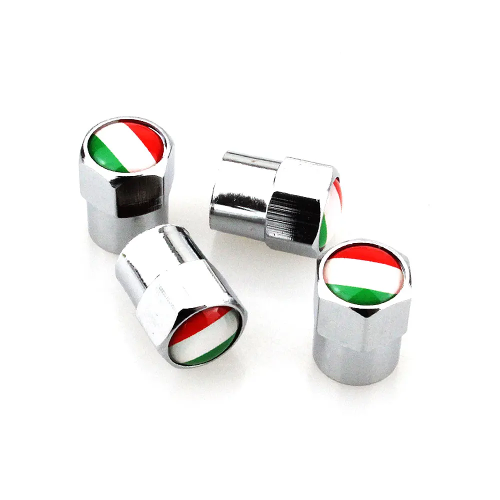 DSYCAR 4 Pcs/Set Car Styling Aluminium Alloy/Copper Italy Flag Car Tire Valve Caps Wheel Tires Tire Stem Air Cap Airtight Covers