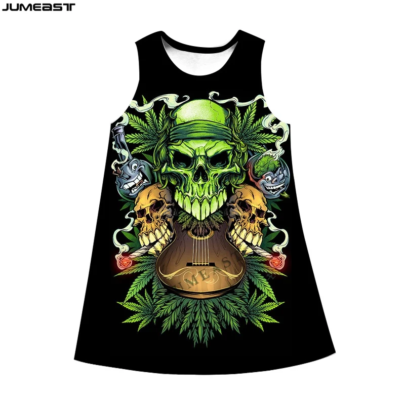 Jumeast Y2k Women 3D Printed Dresses Hip Hop Tobacco Weeds Leaves Summer Sleeveless Dress Suspender Nightdress