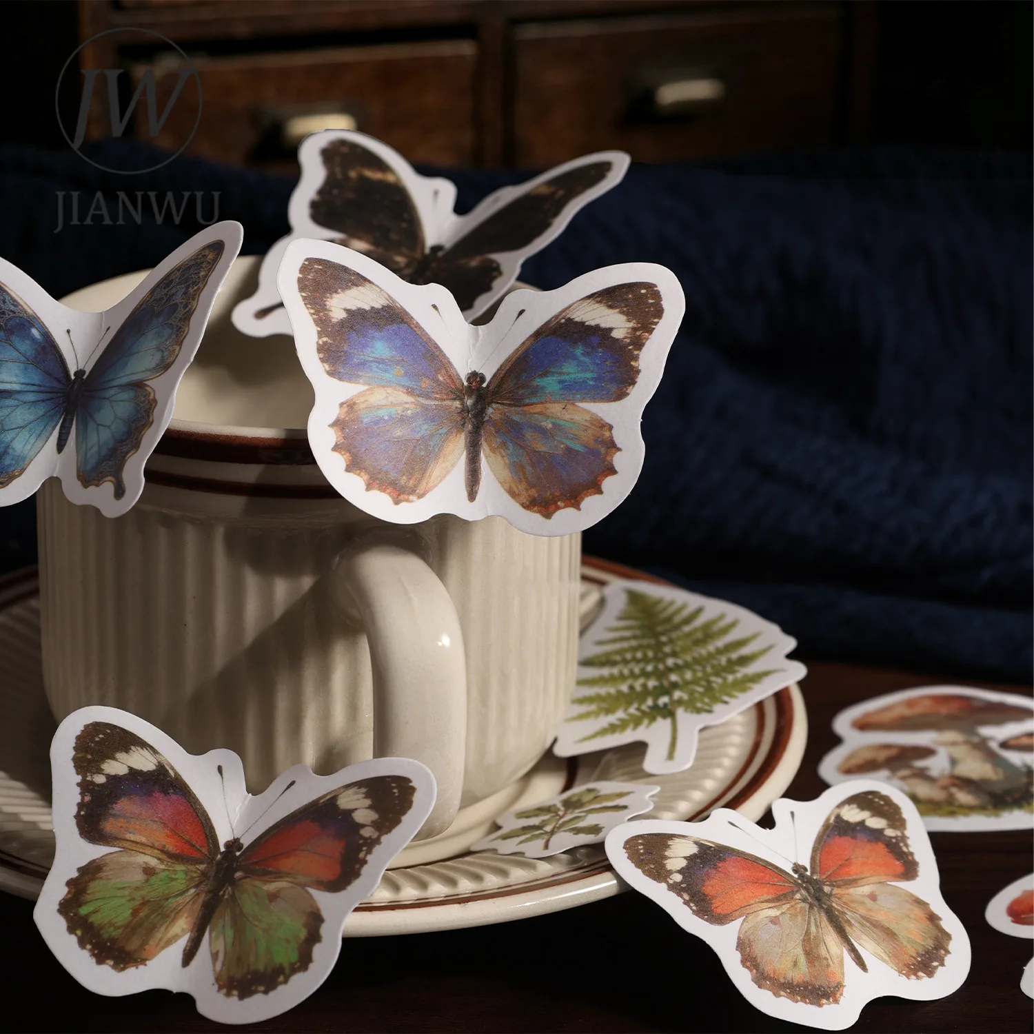 JIANWU Vintage Plant Butterfly Character Border Landscape Collage Scrapbooking Material Package Creative Junk Journal Stationery