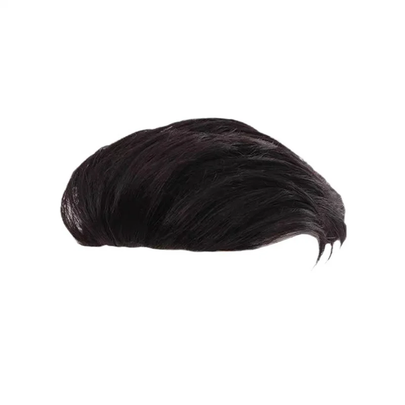 Wig sintetis lurus dan bergelombang bernapas tanpa bekas tembus pandang alami pria prostesis rambut tahan lama untuk pria