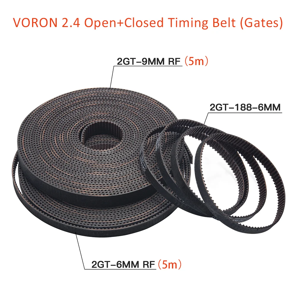 

GATES Belt Set 2GT-6MM RF + 2GT-9MM RF Voron 2.4 Open Timing Belt+2GT-188-6MM Closed Loop Belt For Voron 2.4 3D Printer Parts