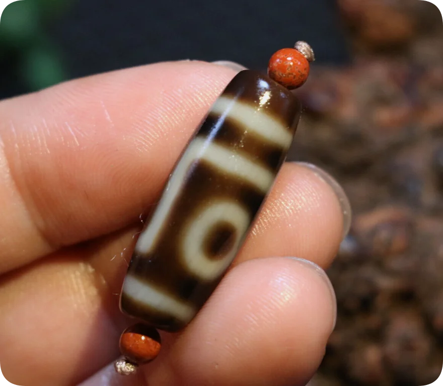 Energy Tibetan Old Agate Ivory Color 2 Eye True Love Elements dZi Bead Totem 3A