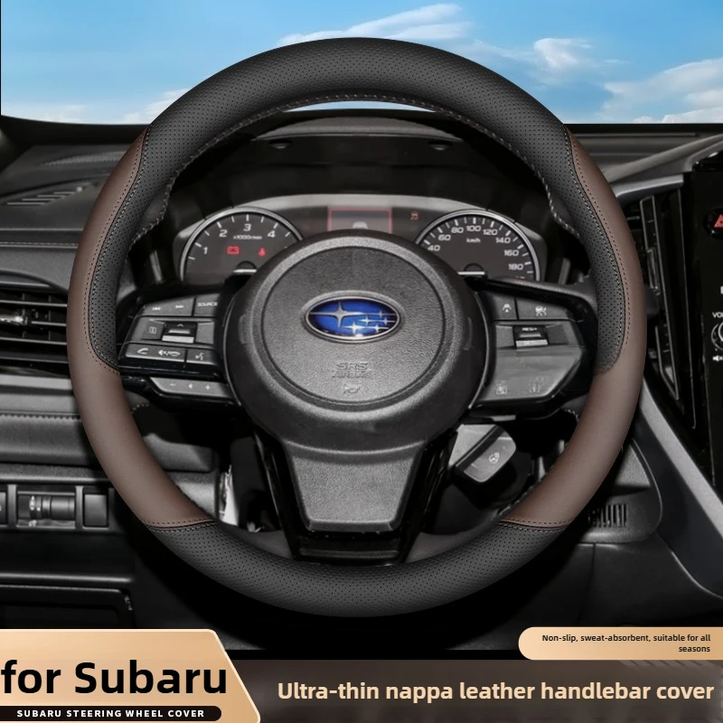 

Leather Car Steering Wheel Cover for Subaru Solterra Outback Forester Crosstrek 2021 2022 2023 2024 2025 2026 Accessories
