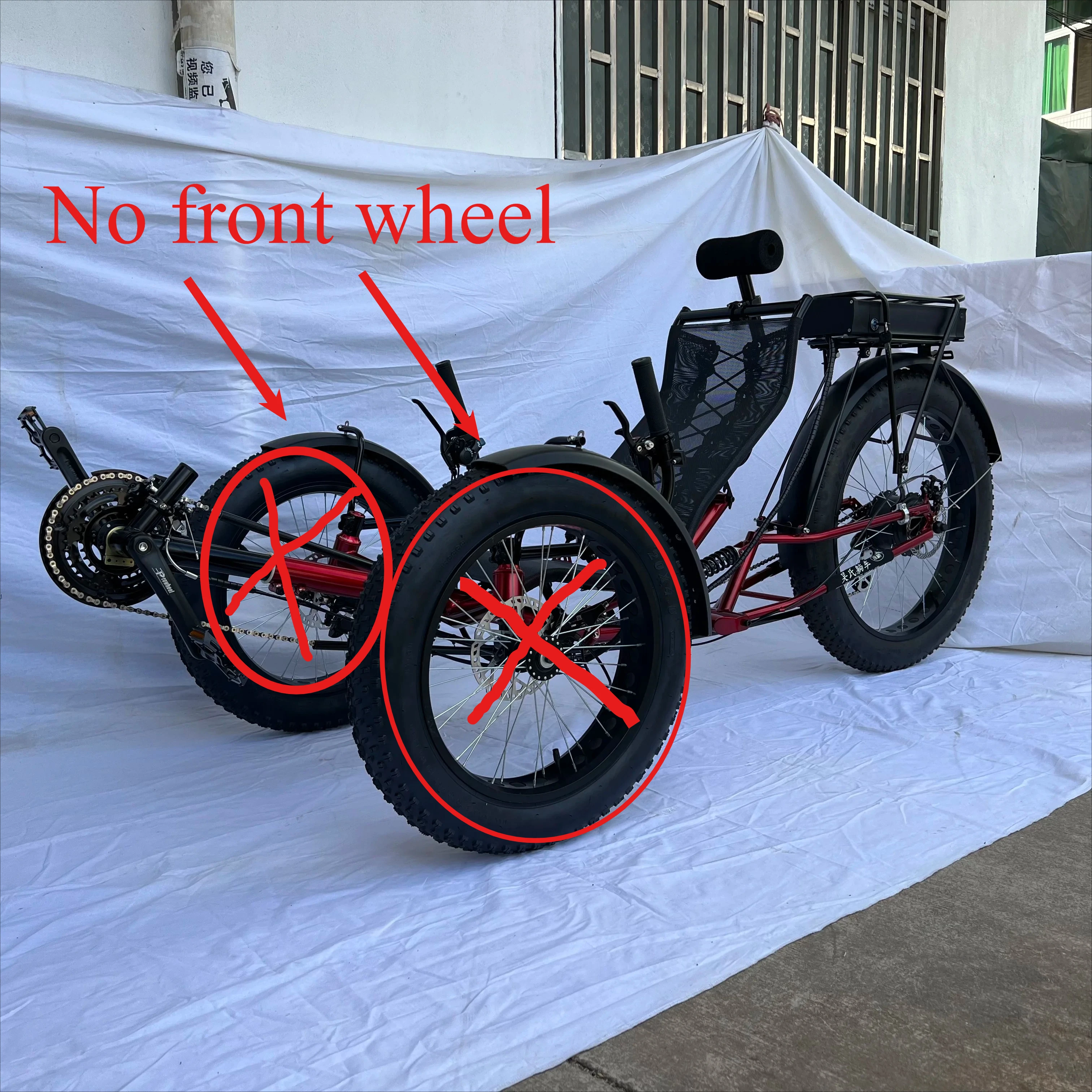 Recumbent Bicycle, 500W Electric Three Wheeled Shock-absorbing Fat Tire Bike, Suitable for Snow, Beach, and Mountain Walking image 2