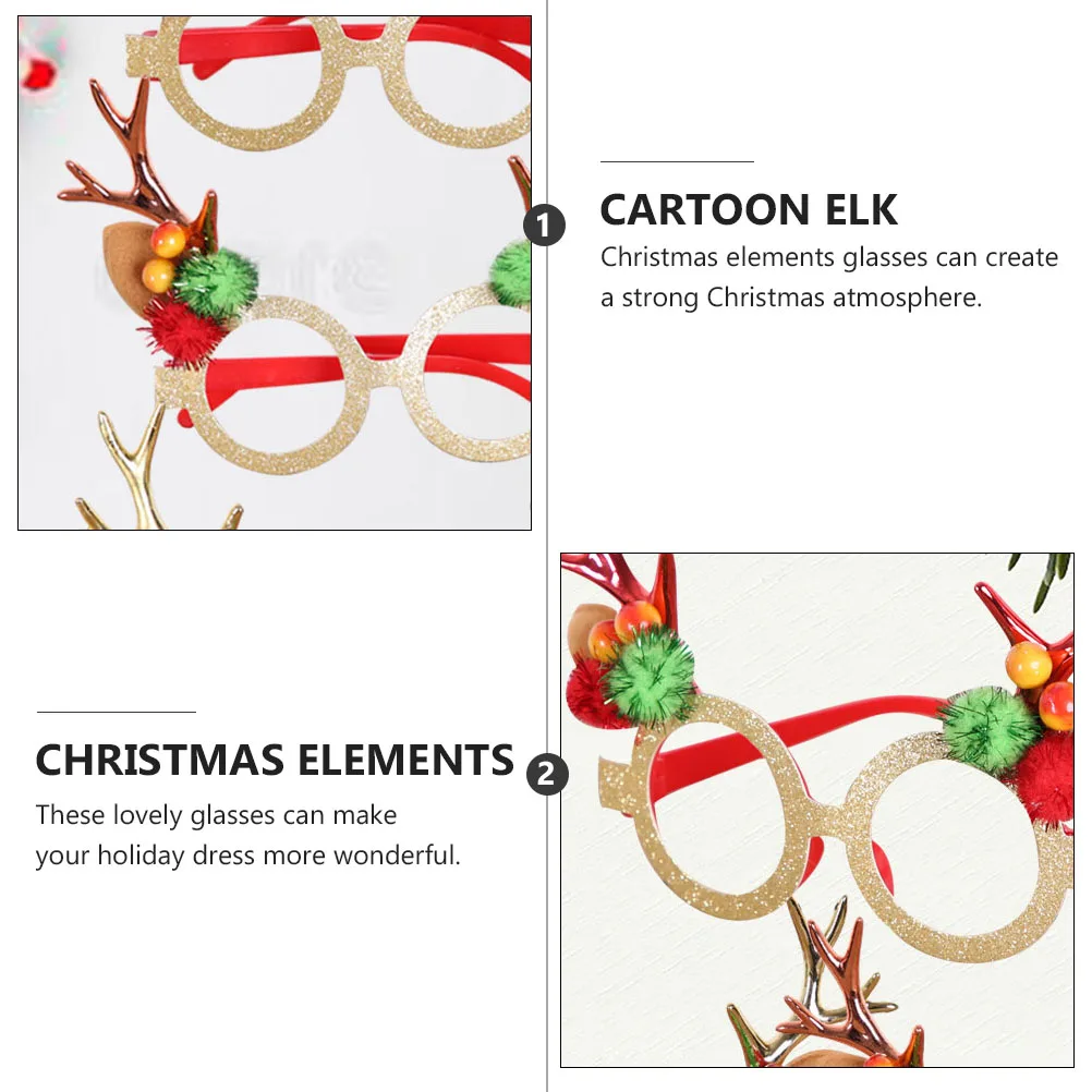 

3pcs Elk Glasses Christmas Party Decorative Frames Novelty Eyeglasses For Kids Adults Colorful Cartoon Reindeer Glasses