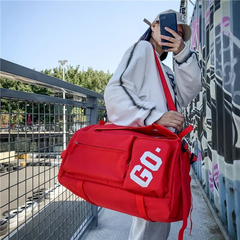 Bolsa de viaje de Fitness para hombre y mujer, Mochila deportiva de gran capacidad, bolso de gimnasio con compartimento para zapatos, bolso de lona portátil