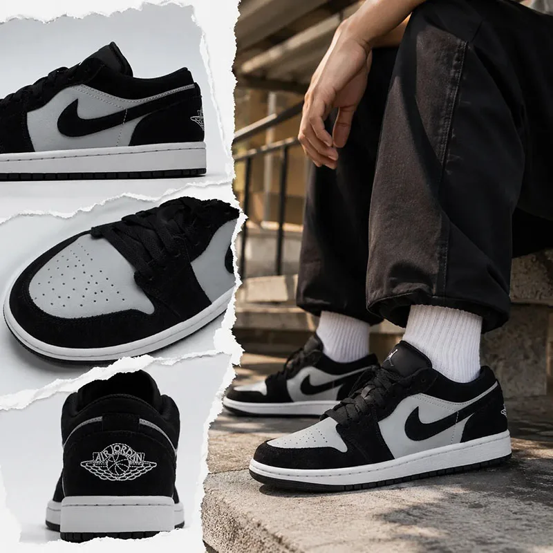 Nike Air Jordan 1 Low 553558‑048 Мужские кожаные повседневные кроссовки с воздушной подушкой для спорта и отдыха.