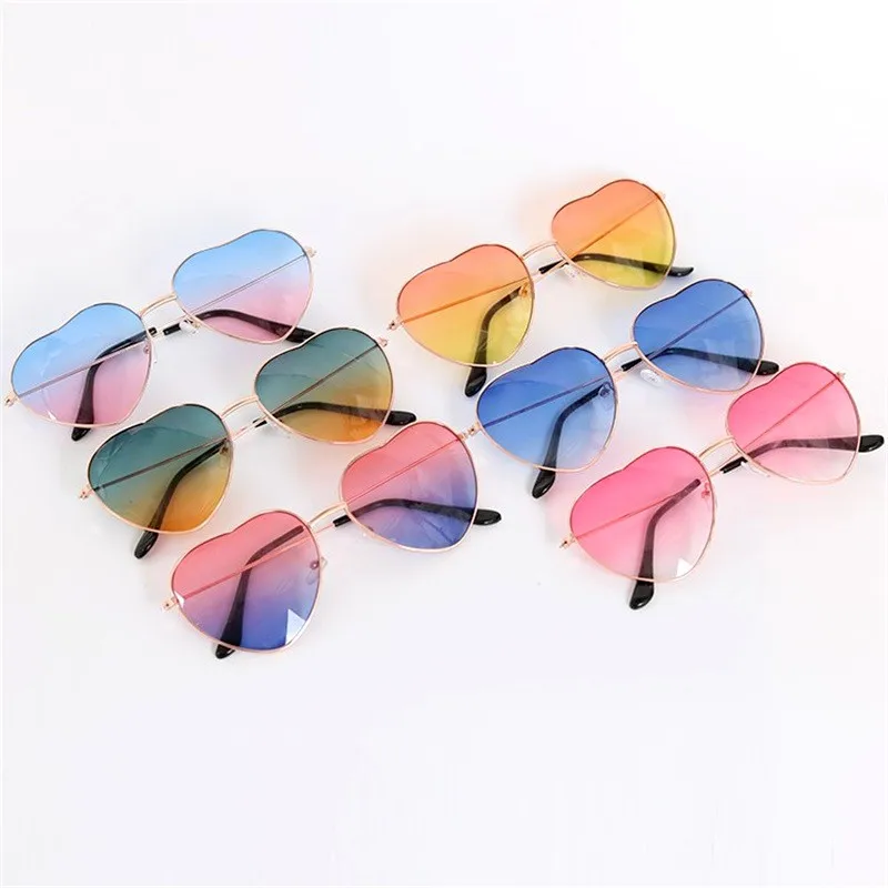 Fashion Vintage Metal Heart Shaped Sunglasses Driver Car Accessories Women Love Ocean Lens Anti Uv400 Shades Eyewear Goggles