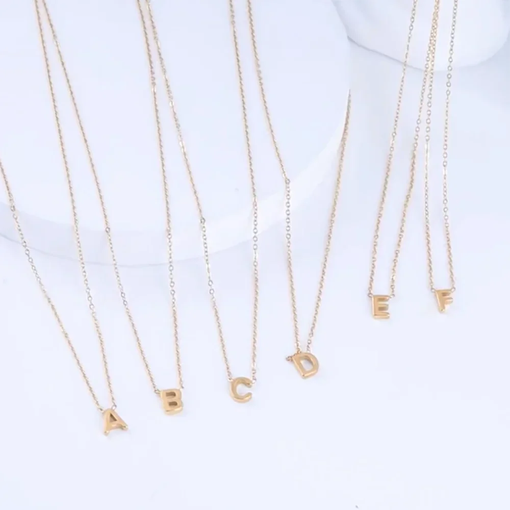 Skyrim A-Z Initial Letter Necklace Stainless Steel Gold Color Women Trend Choker Minimalist Alphabet Pendant Jewelry Gift