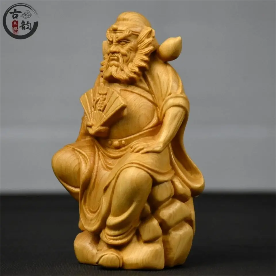 Thuja Wood Boxwood Wood Carving Chinese Tianshi Zhong Kuiwen Home Decoration Ornaments Office Desktop Ornaments Crafts