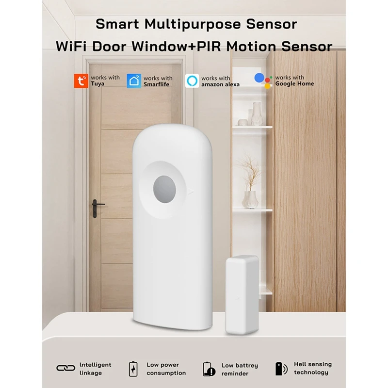 Датчик двери Wi-Fi, контактный датчик для домашней безопасности, беспроводная магнитная дверь открытой